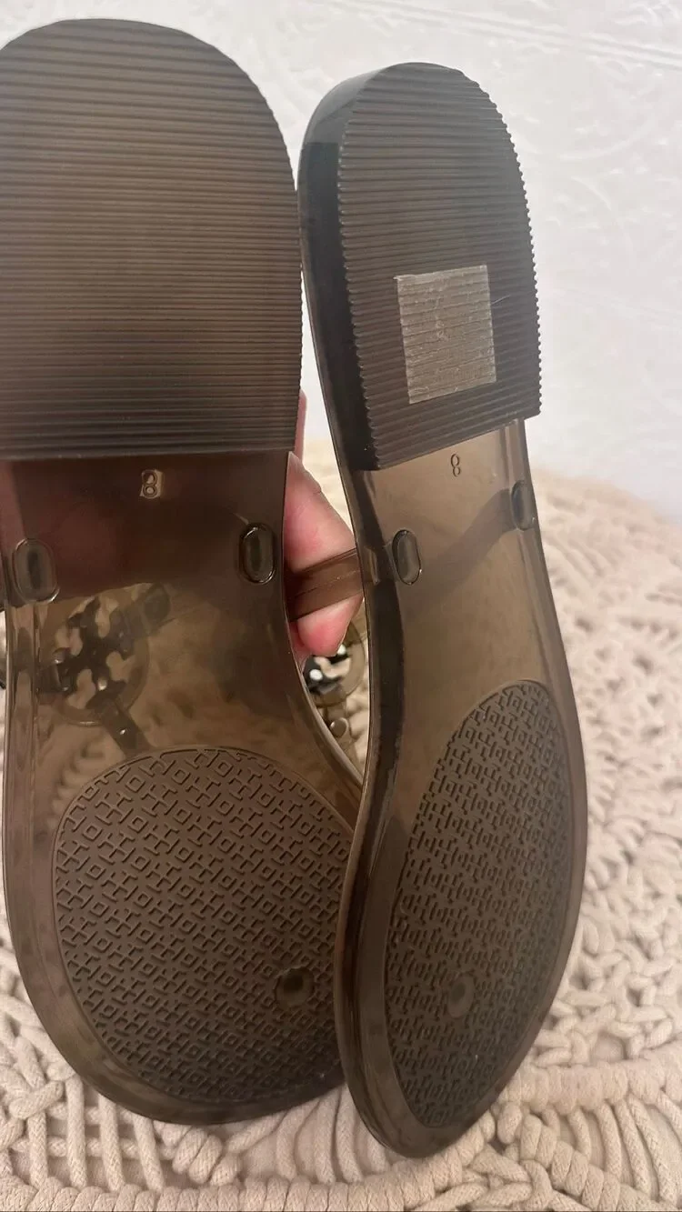 Tory Burch Black Jelly T Strap Sandals Size 8 NWOT